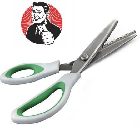 Zig ZAG! Pinking Shears from CTE Craft: 9 Inch Green Comfort Grip Professional Serrated Edge Dressmaking/Sewing Scissors
