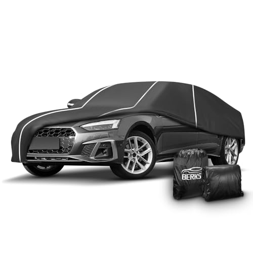 Fluorescent Strip Design 6 Layers Waterproof Car Cover Compatible for Audi A5/S5 2007-2024 All Weather Full Car Cover with Storage Bag