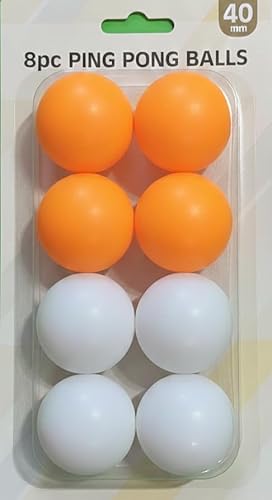Premium 40mm Table Tennis Balls Pack of 8 Durable Ping Pong Balls for Training, Practice, Recreational Games & Fun High Bounce & Consistent Spin