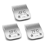 Docal Detachable Clipper Ceramic Blades 4FC/5FC/7FC Silver, Dog Grooming Clipper Replacement Blades Compatible with KM Series Clippers, Most A5, Size-4FC/5FC/7FC, Cut Length 3.2mm to 9.5mm, 3 Packs