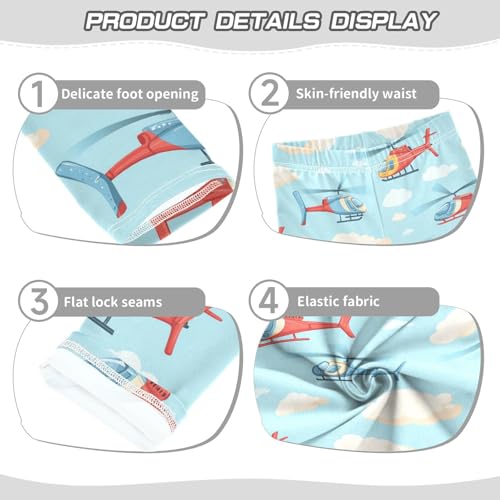 Helicopters Girls Leggings,Workout Leggings for Girls Toddler Athletic Legging Size for 3-10T3