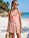 GRACE KARIN Teen Girls Swimsuit Size 12-14 One Piece Bathing Suits with Skirt Swimwear Pink