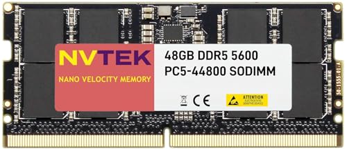 Image of 48GB 1X48GB DDR5 5600MHz PC5-44800 2Rx8 1.1V CL46 262-PIN Non-ECC Unbuffered SODIMM NVTEK Laptop PC Memory