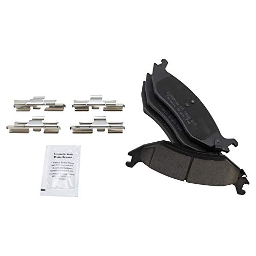 Image of TRQ Performance Rear Performance Brake Pad & Rotor Kit Ceramic Premium G-Coated Slotted X Drilled Compatible with 2007-2009 Chrysler Aspen 2004-2009 Dodge Durango 2002-2010 Ram 1500 2011-2018 Ram 1500