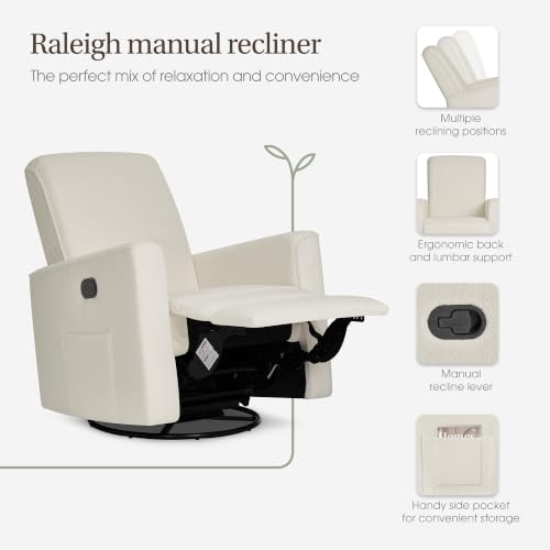 Image of Evolur Raleigh Plus Nursery Glider Recliner, GREENGUARD Gold, Plush Ivory
