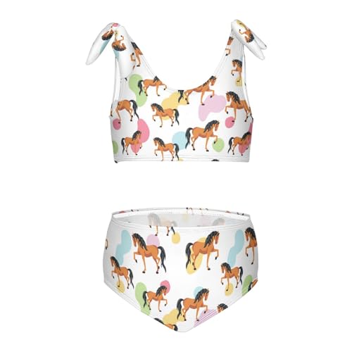 Wusikd Horses Girls Swimsuits Two Piece Color Swimwear Bikini Set for for Girls Size 7-8T Multi