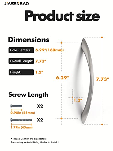 Image of 5 Pack Brushed Nickel Cabinet Pulls 6.3 Inch Arch Twisted Silver Handles Drawer Kitchen Cupboard Bathroom Dresser Cabinet Hardware Zinc Alloy