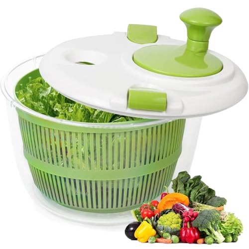 Salad Spinner 5L Salad Washer and Spinner, Household Fruit Drainer Salad Dryer, Lettuce Spinner with Vegetable Washing Basket and Serving Bowl