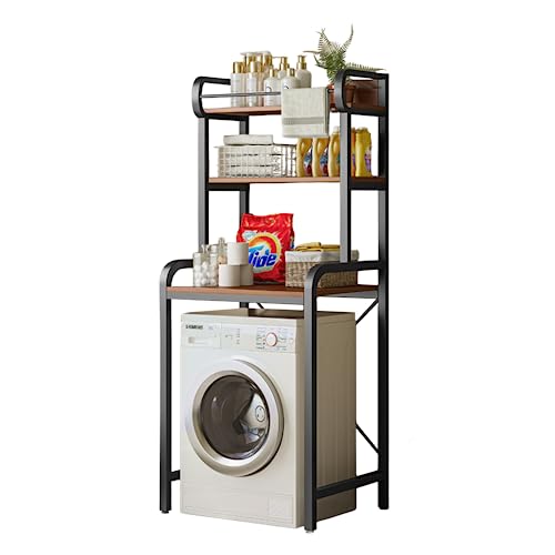 Estantería Superior para Lavadora | Estante Organizador de Baño Ahorra Espacio | Mueble de Almacenamiento para Cuarto de Baño de 3 Niveles | Madera E1 y Acero.