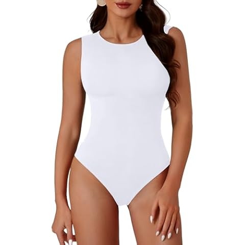 OPOIPIN Women's Cotton Sleeveless Slim Fit Bodysuit Cover