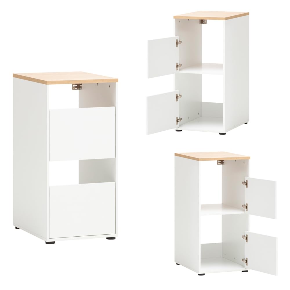 Lomadox Waschmaschinenschrank mit Wäscheschrank Hauswirtschaftsraum für Waschmaschine und Trockner weiß mit Eiche Waschküche modern Landhaus Wäsche sortieren Umbauschränke