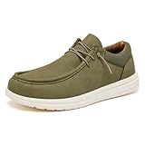 FW FRAN WILLOR Mens Wide Shoes Width Toe Box Slip-on Loafers Casual Walking Shoes for Men Olive Green 10.5