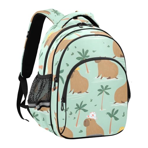 Capybaras Summer Pattern Backpack For Girls Kindergarten Elementary Bookbag Lightweight Childrens School Bag,Medium2