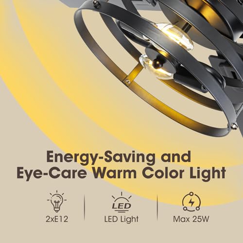 52" Farmhouse Ceiling Fans with Lights and Remote, Outdoor Ceiling Fan Dual Finish 5 Blades 6-Speed Quiet and Reversible DC Motor, Ceiling Fan with Light for Bedroom Living Room and Patio
