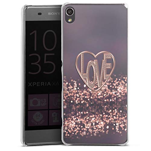 DeinDesign Coque Compatible avec Sony Xperia XA Étui Housse Paillettes Look Rose Amour