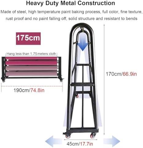 Heavy Duty Double-Sided Vinyl Wrap Display Rack, Rolling Storage Cart Organizer for Car Repair Shops, Studios & Retail - Steel Construction for Commercial Use