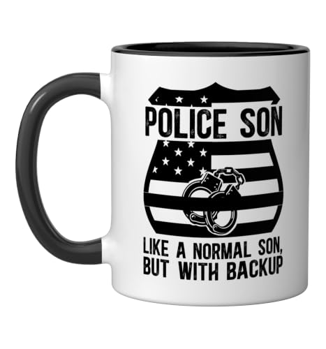 Police Son Definition Police Officer Son Policeman Son Ceramic Mug, Black/White