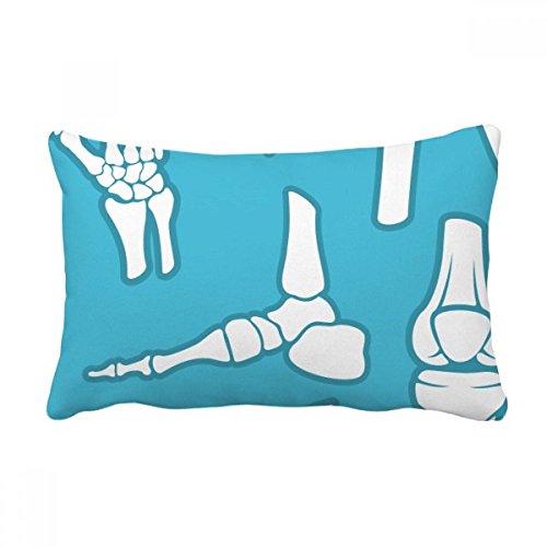Coussin lombaire bleu os dessin : cadeau déco original canapé