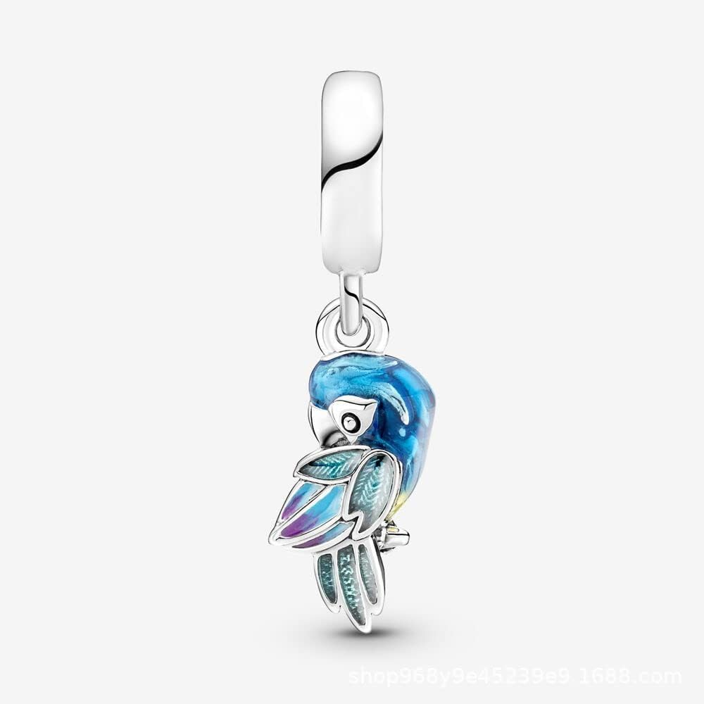 Jungle Paradise Parrot Dangle Charm 925 Sterling Silver Pendant,Jewelry Beads Gifts for Women Bracelet&Necklace - Image 4