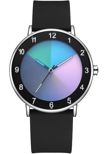 RUYEOOK Unisex Watches Fashion Creative Original Design Watch for Men and Women Unique Wristwatch Easy to Read time (R8653 Silver Black)