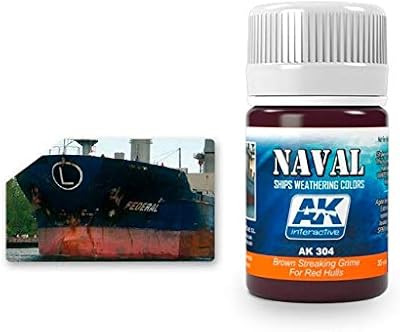 AK-Interactive AK 304, Brown Streaking Grime for Red Hulls Naval Ship Weathering Color - 35 ML / 1.18 Fl.Oz Jar - Model Building Paints and Tools # AK-304