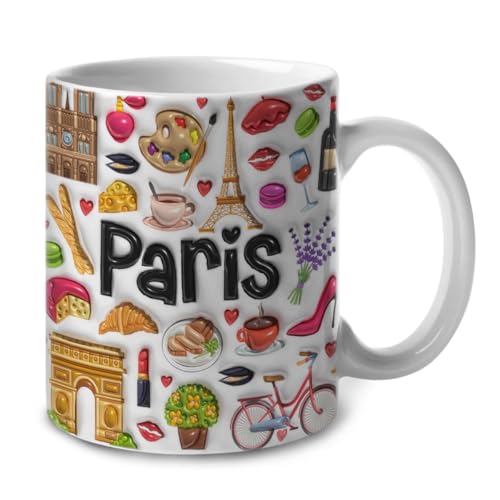 Lotacy Paris Symbols 2D Coffee Mug 11oz Souvenir Gift