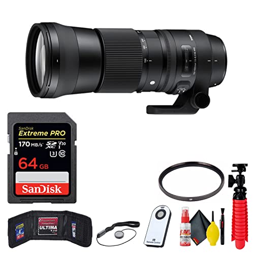 Sigma 150-600mm f/5-6.3 DG OS HSM �R���e���|�����[�����Y Nikon F�p + 64GB Sandisk Extreme Pro SD�J�[�h(�G�N�X�g���[���o���h��) �A�N�Z�T���[�t��