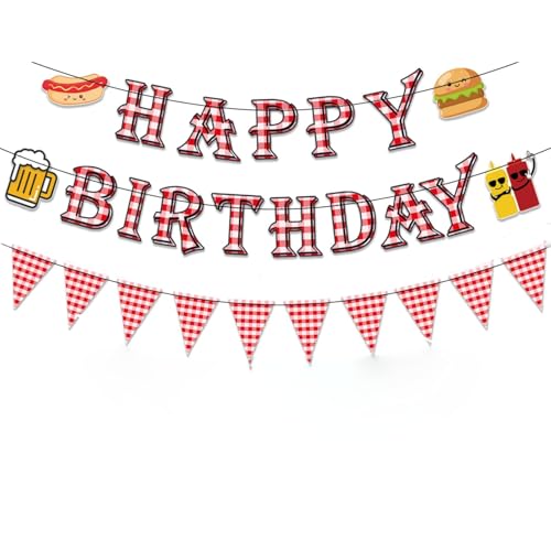 BBQ Picnic Themed Birthday Party Decorations,Barbecue Picnic Banner for Birthday