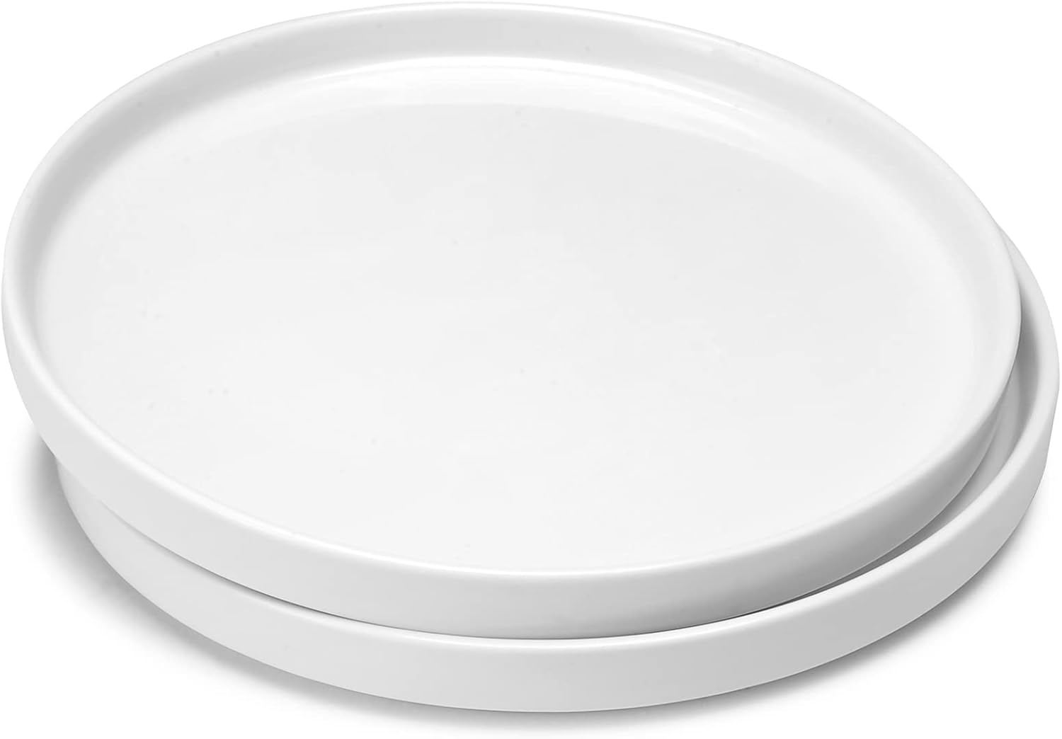 WishDeco Side Plates Set of 2, White Dessert Plates, Small Dinner