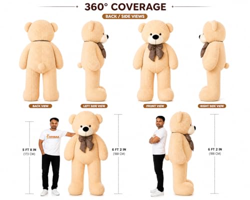 Image of Giant Teddy Bear 6 Feet Cream Color | Big Soft Teddy Bear for Girls | Cute Hugging Plush Toy | Birthday Gift, Valentine Gift, Premium Soft Toy