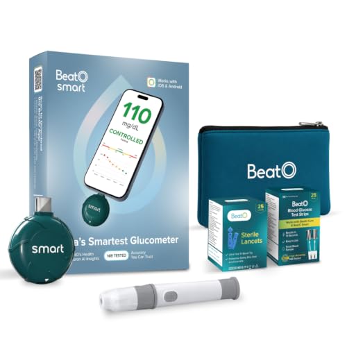 Image of BeatO Smart Glucometer | Auto-Saves Readings | Sugar Test Machine | Android & iOS| Smartphone Connected Glucometer Machine | ISO Certified| Lab-Grade Accuracy | Life time warranty (Compatible With Android & IOS, Smart25 Kit)