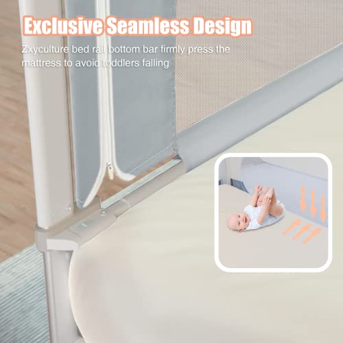 Zxyculture Upgrade Bed Rail For Toddlers, 59" Extra Long Toddler Bed Rails, Height Adjustable Baby Bed Rail Guard, Bed Rails For Queen King Full Twin Mattress, With Child Safety Lock, (1 Side Grey) #TOP1