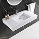 MEDUNJESS Waschbecken zur Wandmontage Bad, Aufsatzwaschbecken Gäste WC Badezimmer, Hängewaschbecken Freistehende Waschtisch Weiß 90cm x 48cm x 11cm