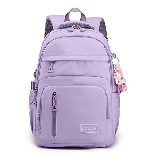 Mochila Impermeável Feminina Escolar Fashion Mochila Nylon Casual Feminina de Grande Capacidade para Notebook de 15,6 polegadas (Roxo)