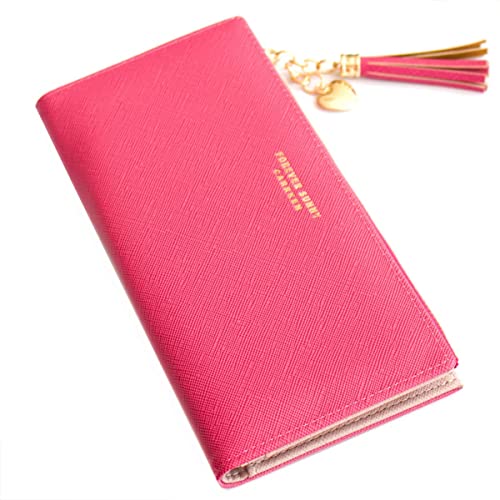 Image of Valentoria Womens Wallet Cute Elegant Long Slim Card Holder Case Minimalist Coin Purse Thin Tassels Zip Clutch Wallets for Girls Ladies | Cute