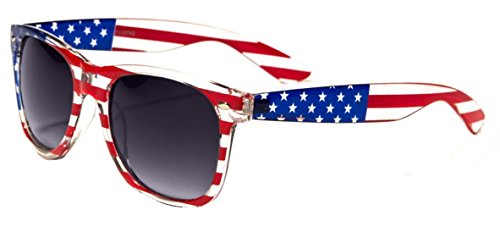 Image of Classic American Patriot Flag Mirror Sunglasses USA - Transparent Frame