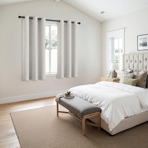 Image of MIULEE Blackout Curtains for Bedroom Living Room 2 Panels, Thermal Insulated Room Darkening Drapes Grommet Noise Reducing Light Blocking Window Treatments 45 Inches Long 40x45 Inch Natural White