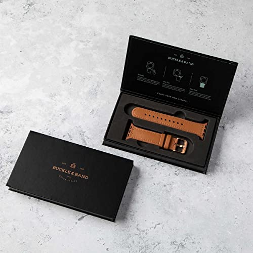 Buckle & Band Mona Silicone and Leather Sports Compatible Apple Watch Strap Brown Genuine Leather upper - Image 3