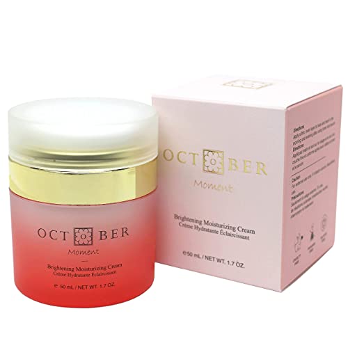 October Moment Brightening Moisturizing Cream | Lightweight Anti-Dark Spot Daily Face Moisturizer Hydrates, Softens, And Protects With Powerful Plant Root Extracts + Squalane + Ceramide (50Ml/1.7Oz) #TOP5