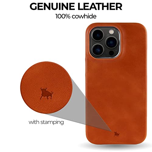 Étui magnétique iPhone 15 Pro cuir cognac pour le bureau