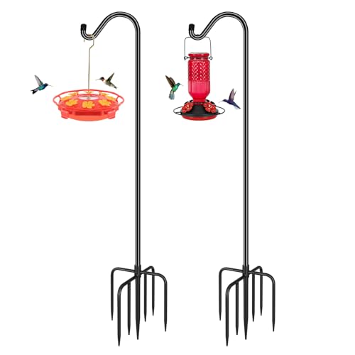 FEED GARDEN Sheperds Hooks for Outdoor Bird Feeder Pole 76 Inch Adjustable Tall Heavy Duty Shepherds Hooks for Hanging Plant Baskets, Solar Lights, Wedding Decor, Lanterns, Black (2 Pack) by FEED GARDEN - Used condition - US$28.80