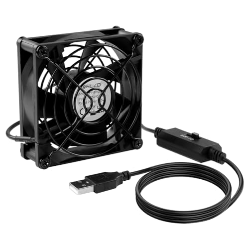 ELZO USB Ventilator 80mm 5V mit 3 Einstellbare Geschwindigkeiten Leise Mini Tischventilator USB PC Computer USB Lüfter 80mm Axiallüfter für Computer/PS4/TV Box/Empfänger/AV-Kabine/Router