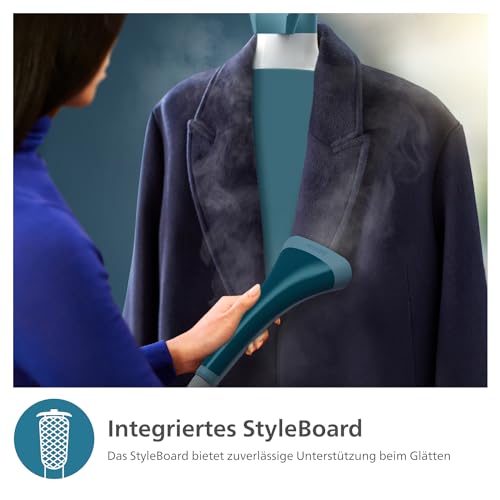 Philips Dampfglätter -1800 W,1,8-Liter-Wassertank, 3 Dampffunktionen, integriertes StyleBoard, einfaches Entknittern, Blau (STE1040/20)