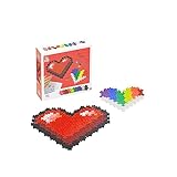 PLUS PLUS Puzzle by Number, 250 Piece Mini Interlocking Hashtag Color Blocks, 3D Pixel Art Kit for Kids - Hearts