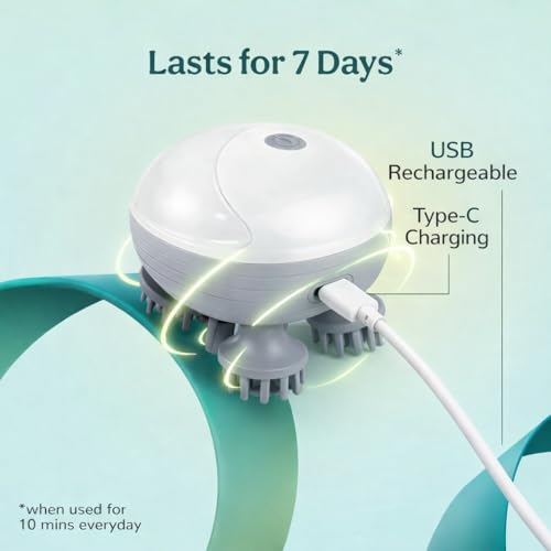 Image of Rechargeable Electric Head Massager | 88 Ultra-Soft Silicone Nodes, 4 Deep-Kneading Rotating Heads, 3 Intensity Settings, Waterproof & Portable
