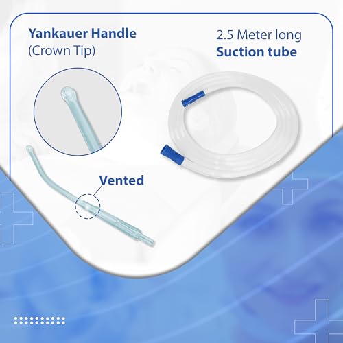Image of Otica Yankauer Suction Set | 2.5M Long Suction Tube with Yankauer Handle | Sterile - EO (10, Yankauer Handle Crown Tip.)