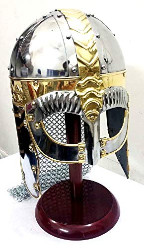 UK Gift Casco de máscara vikinga con Cadena de Correo, Armadura Medieval para Disfraz de Casco