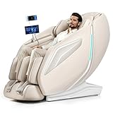 HealthRelife 4D Massage Chair Full Body Zero Gravity Recliner - 55“ SL-Track,15 Auto Modes,11 Massage Technique,40 Airbags Massage,with Yoga Stretch,APP Control,Shiatsu Foot Massage(Beige)