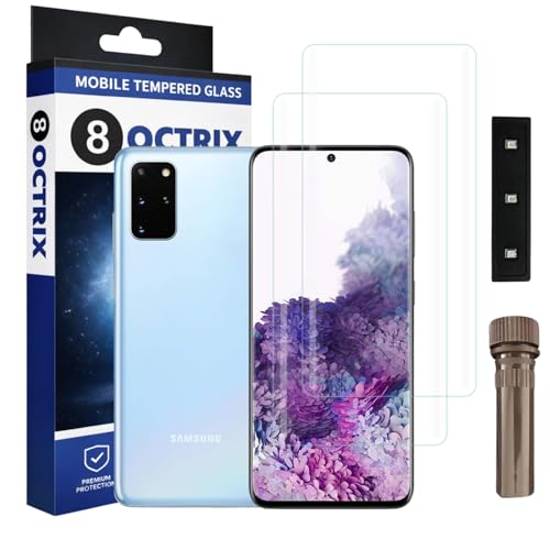 Image of Curved UV Tempered Glass Screen Protector for Samsung S20 Plus | Transparent | Pack of 2 | Full Screen Coverage with UV Installation Kit