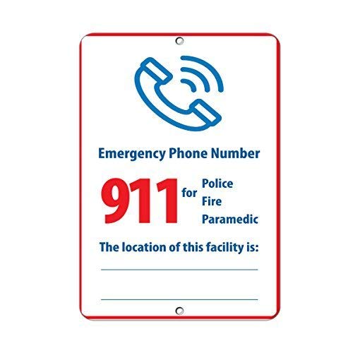 Lilyanaen New Metal Sign Aluminum Sign Emergency Phone Number 911 for Police Activity Sign for Outdoor & Indoor 12" x 8"
